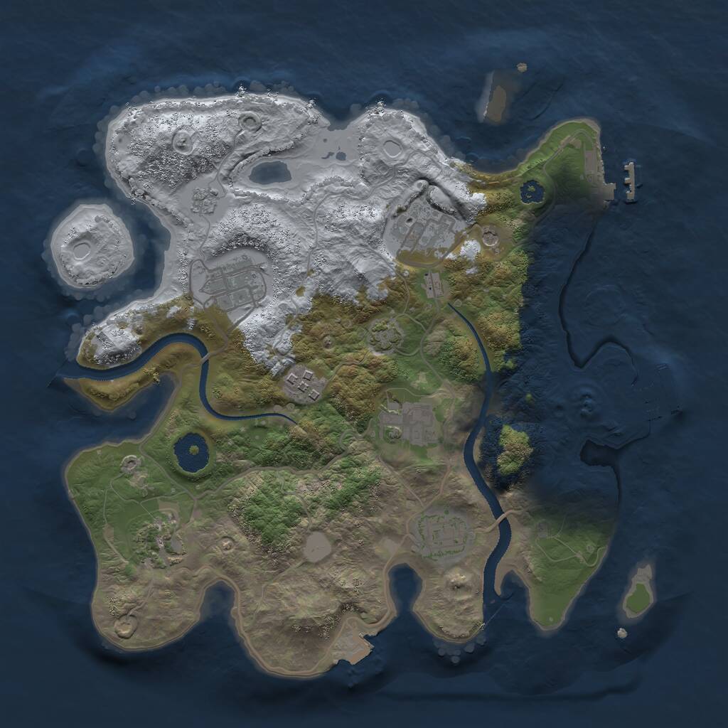 Rust Map: Procedural Map, Size: 3000, Seed: 382996, 12 Monuments