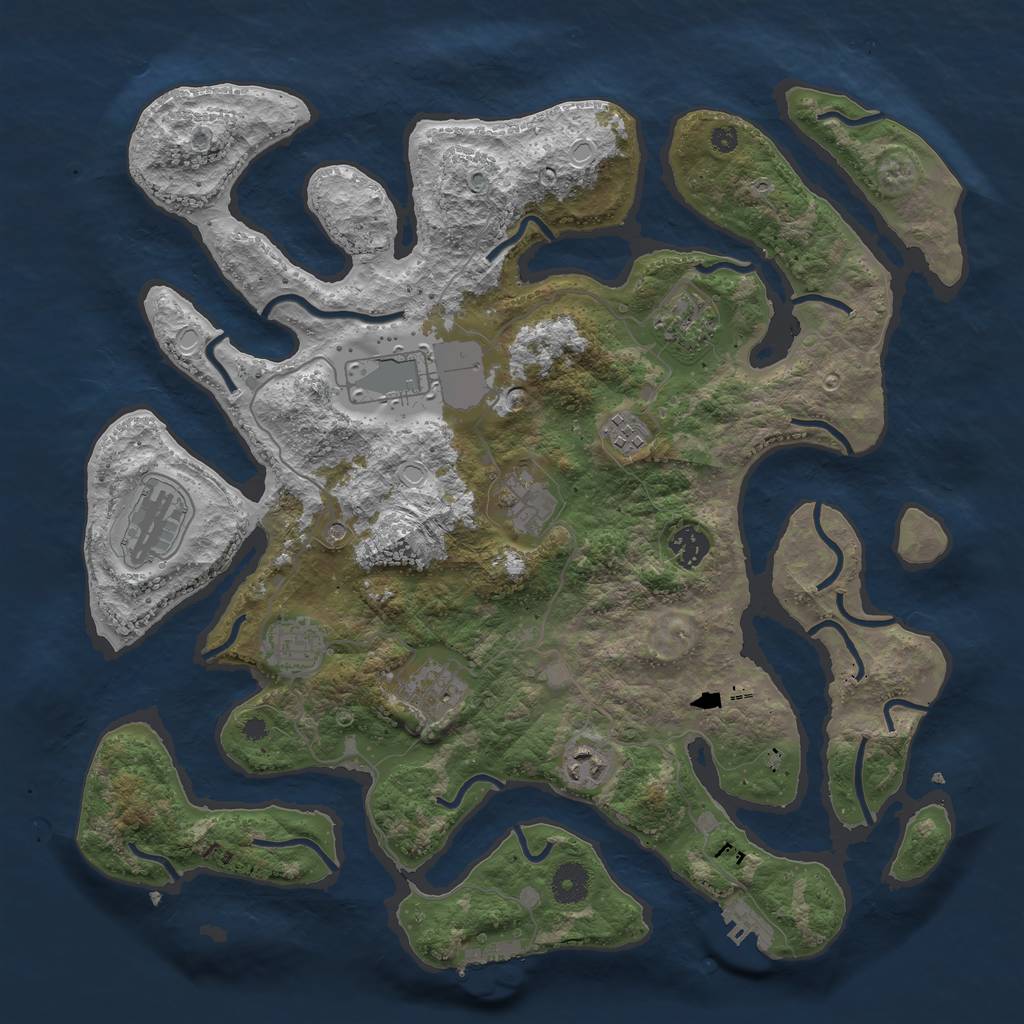 Rust Map: Procedural Map, Size: 3900, Seed: 750, 17 Monuments