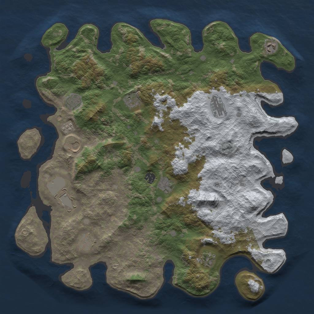 Rust Map: Barren, Size: 4500, Seed: 2865, 14 Monuments