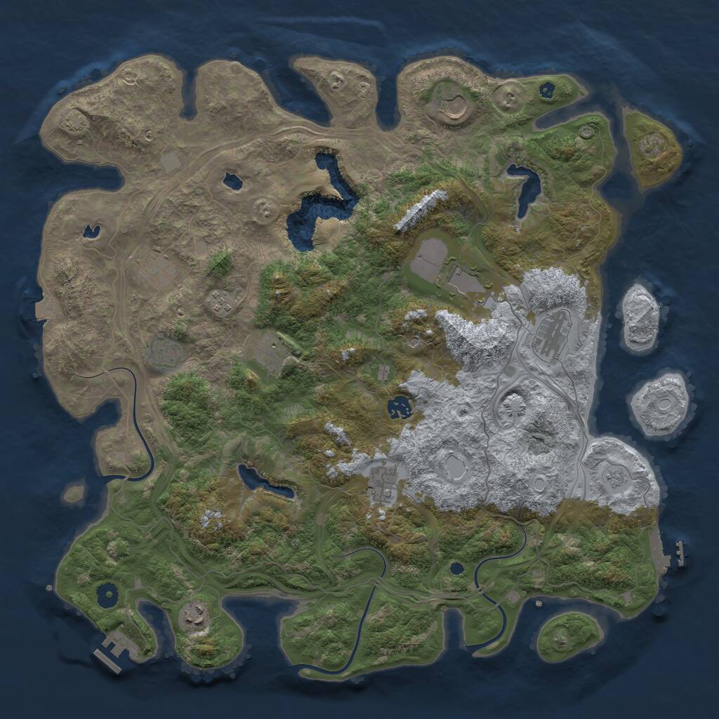 Rust Map: Procedural Map, Size: 4500, Seed: 855545163, 16 Monuments