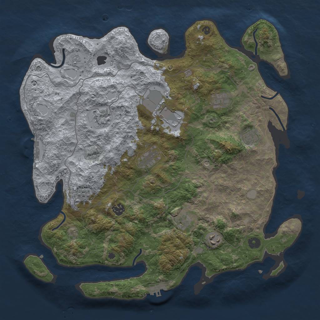 Rust Map: Procedural Map, Size: 4000, Seed: 335102835, 18 Monuments