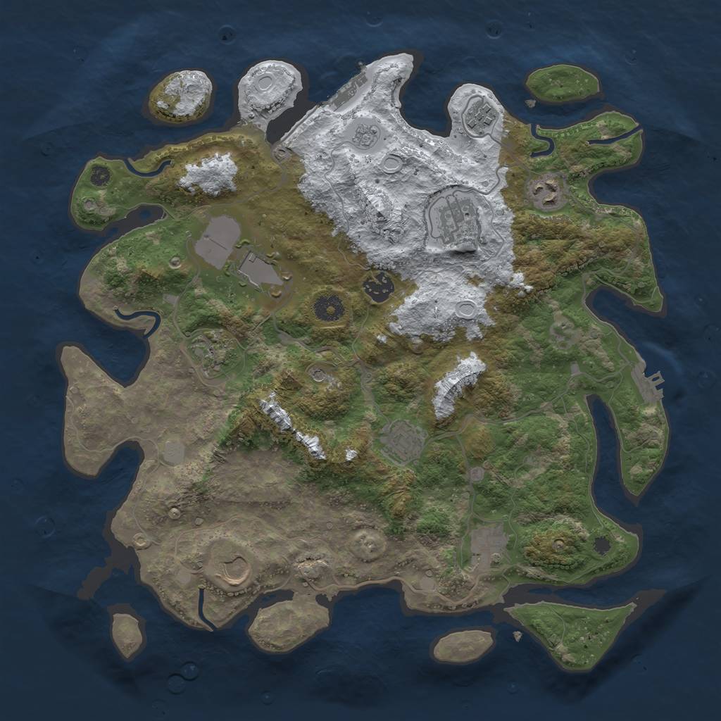 Rust Map: Procedural Map, Size: 3750, Seed: 725527389, 18 Monuments