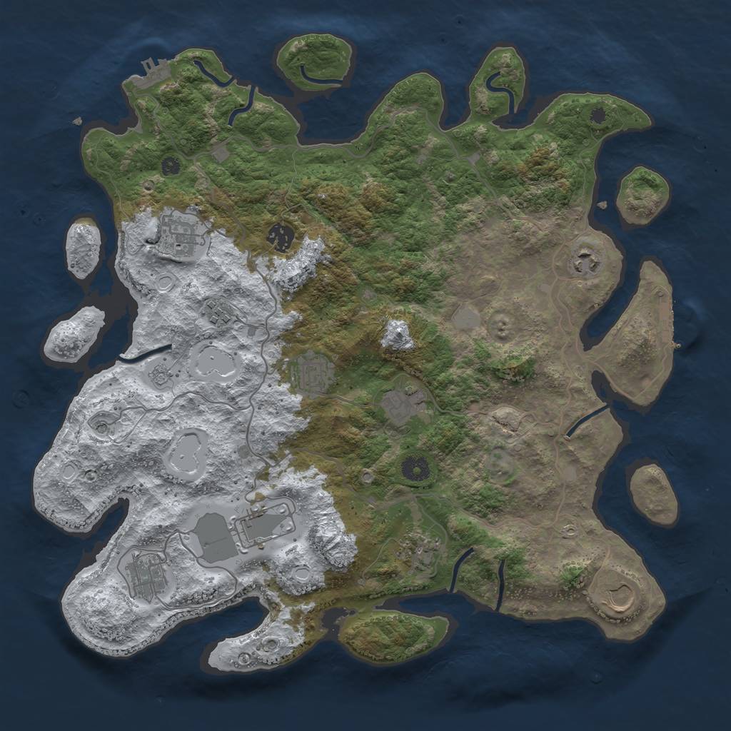 Rust Map: Procedural Map, Size: 4000, Seed: 1785084609, 19 Monuments