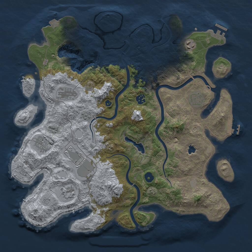 Rust Map: Procedural Map, Size: 4000, Seed: 1785084609, 14 Monuments
