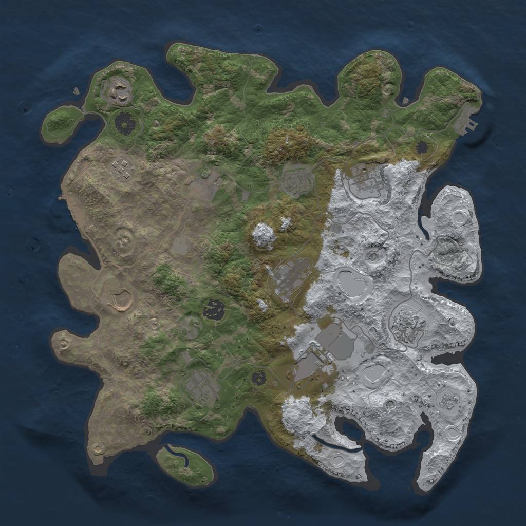 Rust Map: Procedural Map, Size: 3700, Seed: 44567, 20 Monuments