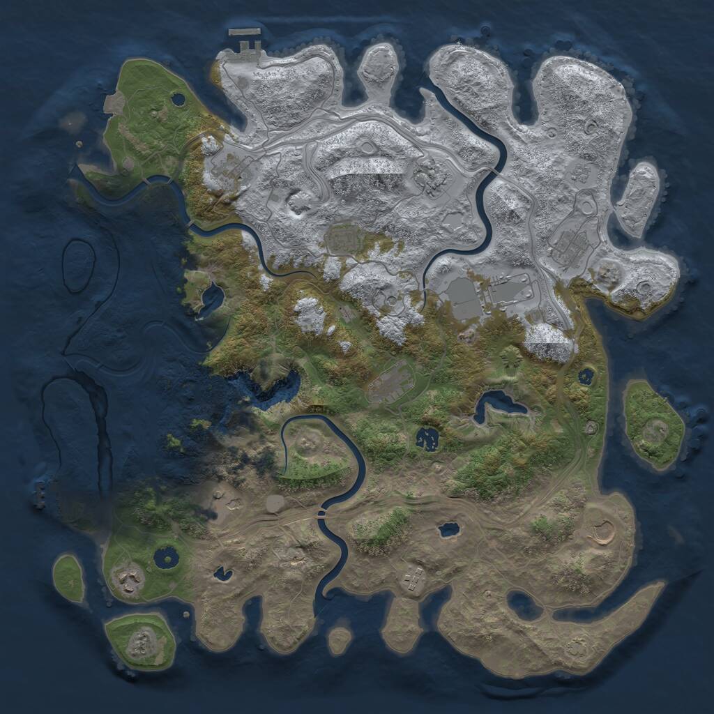 Rust Map: Procedural Map, Size: 4500, Seed: 724248179, 17 Monuments