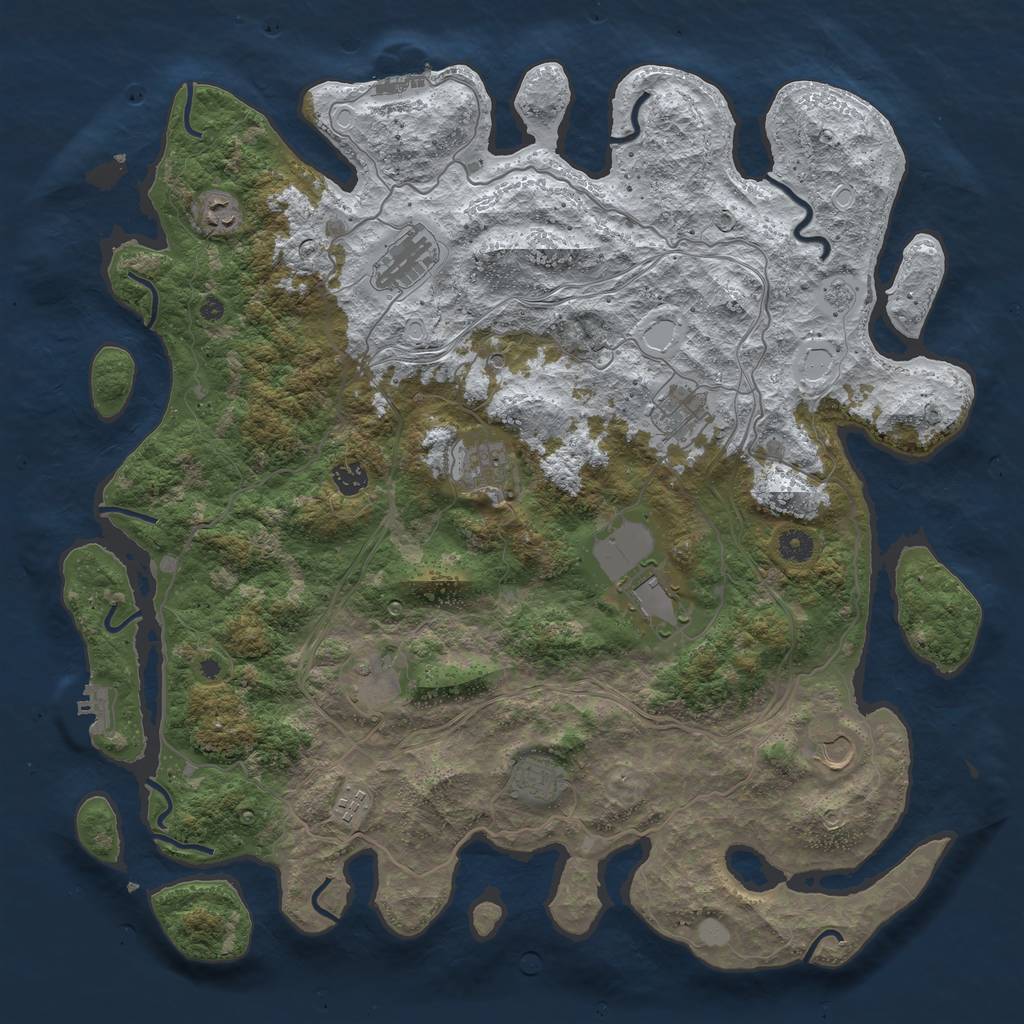 Rust Map: Procedural Map, Size: 4500, Seed: 724248179, 19 Monuments