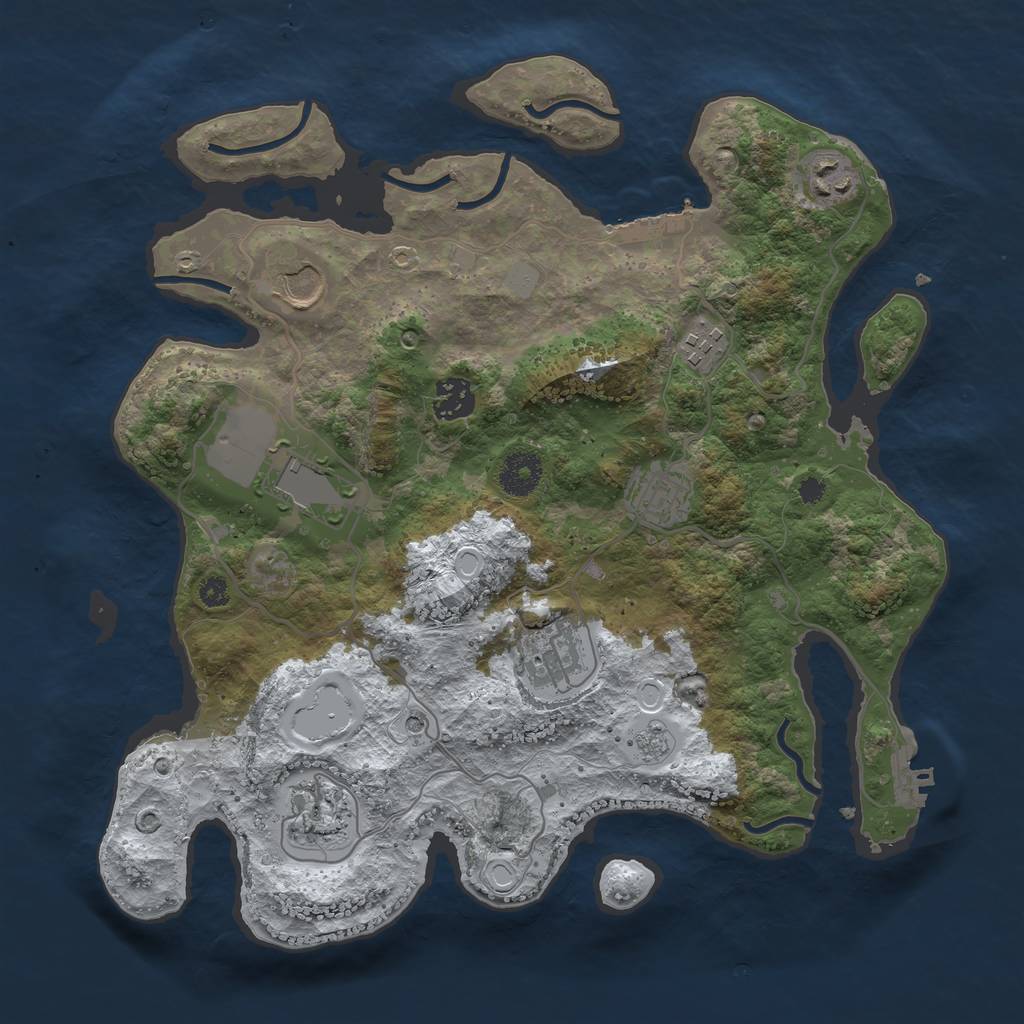 Rust Map: Procedural Map, Size: 3500, Seed: 3737697, 17 Monuments