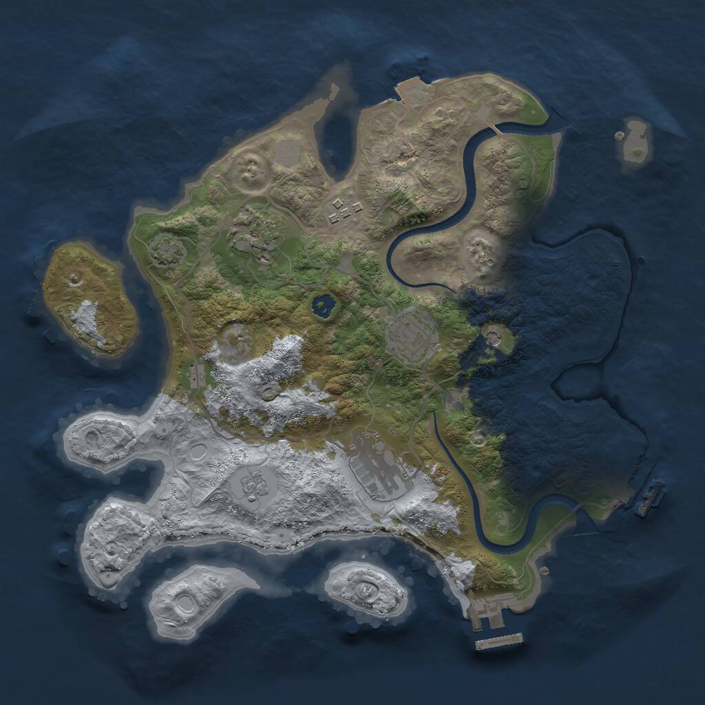 Rust Map: Procedural Map, Size: 3000, Seed: 522073, 10 Monuments