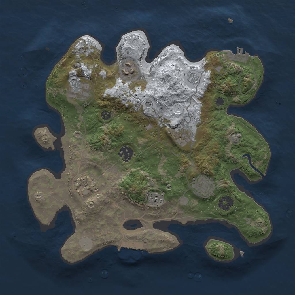 Rust Map: Procedural Map, Size: 3000, Seed: 1160309187, 16 Monuments
