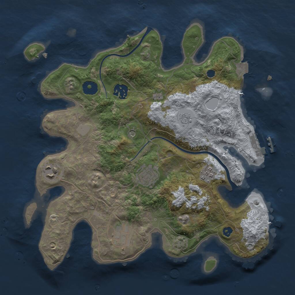 Rust Map: Procedural Map, Size: 3000, Seed: 15123, 10 Monuments