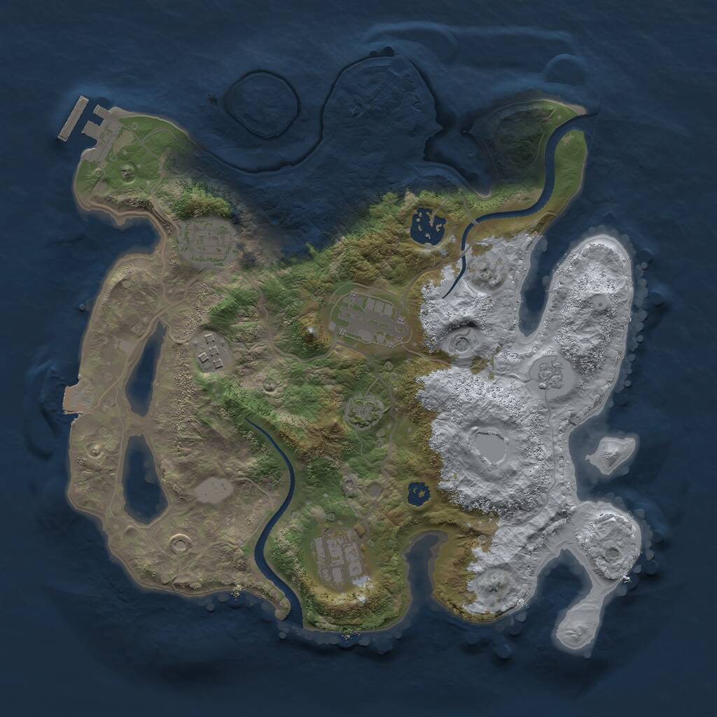 Rust Map: Procedural Map, Size: 3000, Seed: 411224316, 10 Monuments