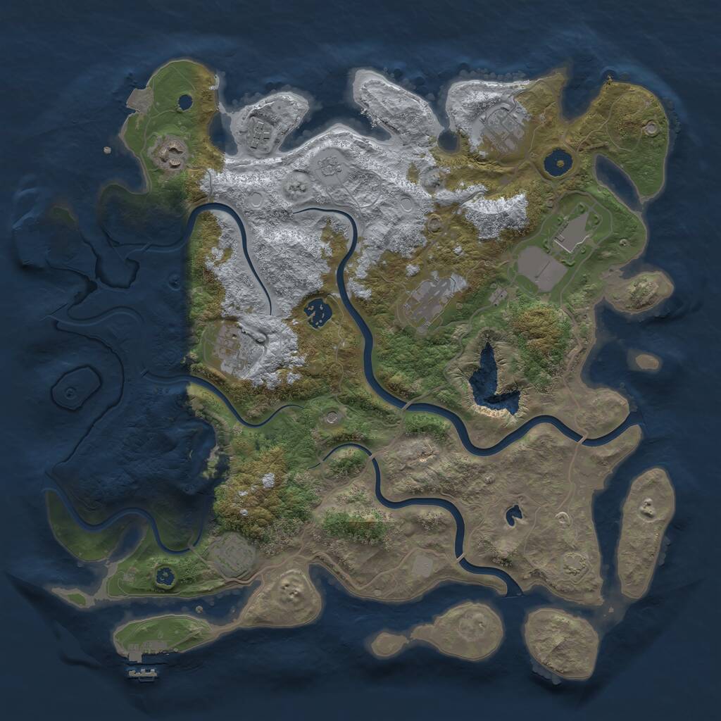 Rust Map: Procedural Map, Size: 4000, Seed: 88856, 14 Monuments