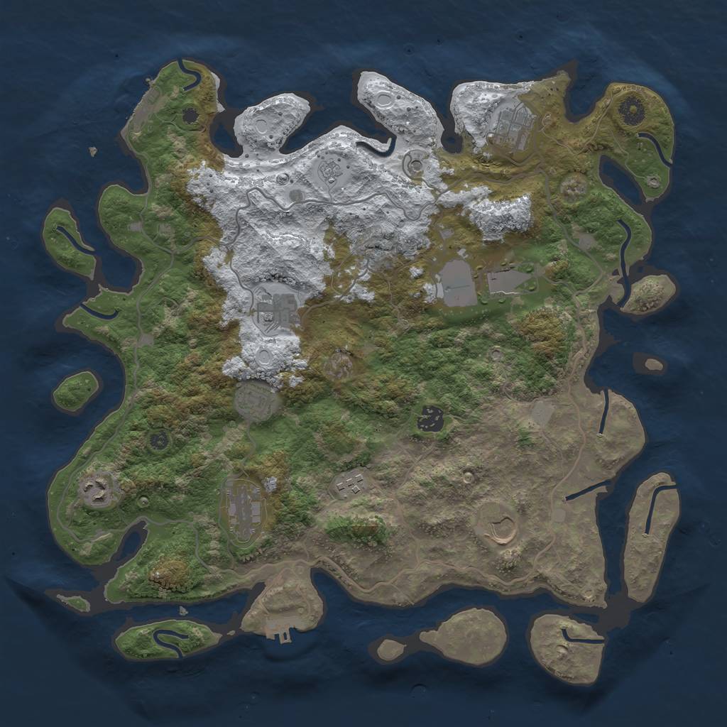 Rust Map: Procedural Map, Size: 4000, Seed: 88856, 18 Monuments