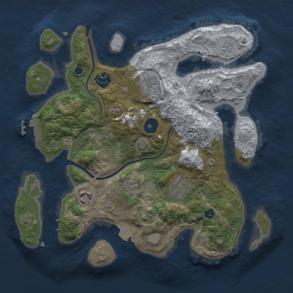 Rust Map: Procedural Map, Size: 3000, Seed: 5821234, 10 Monuments