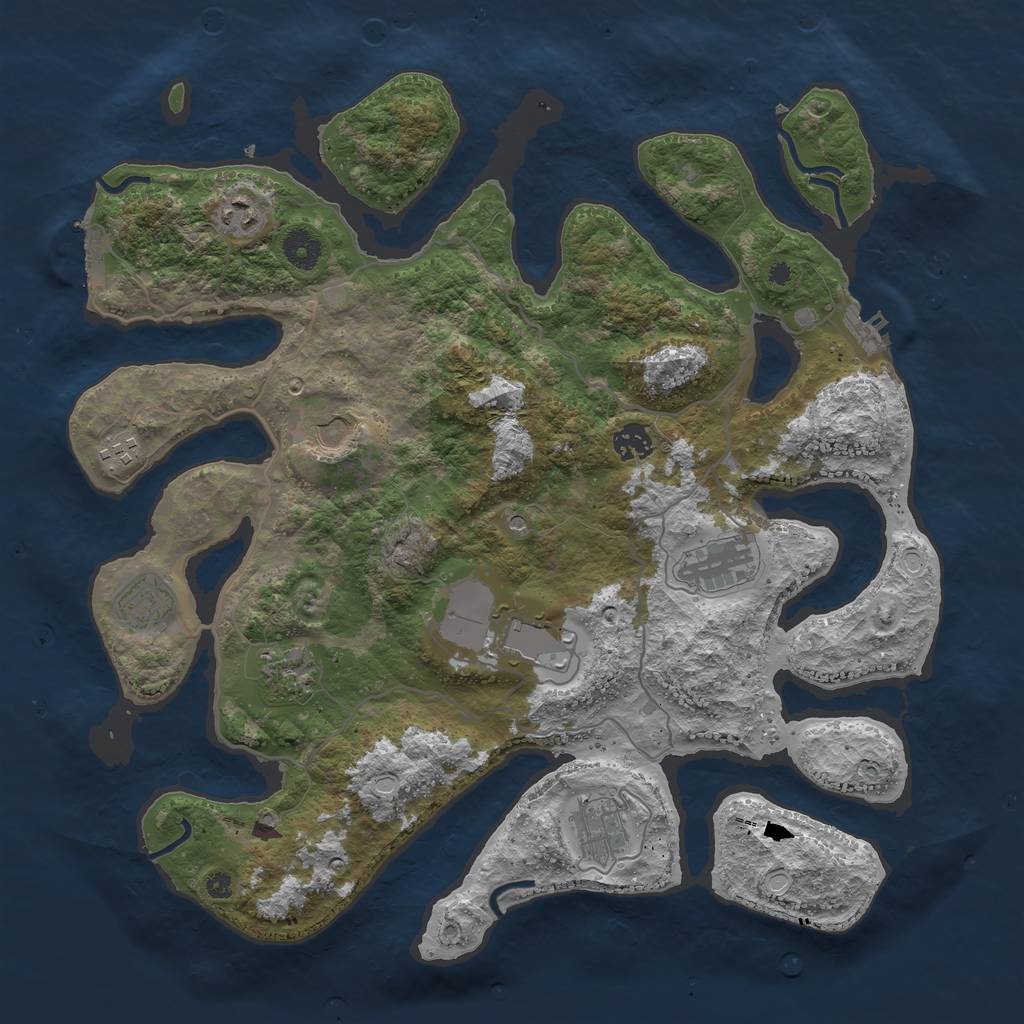 Rust Map: Procedural Map, Size: 4000, Seed: 727, 17 Monuments