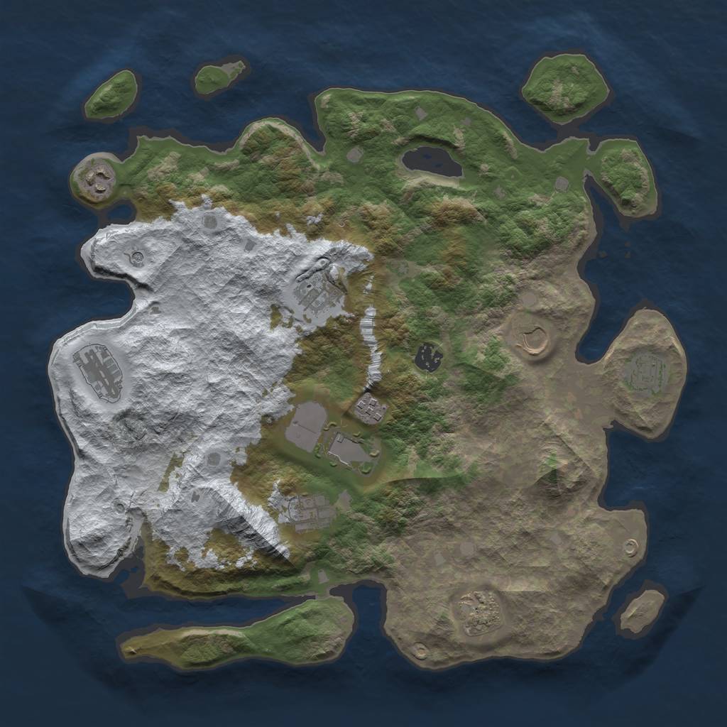 Rust Map: Barren, Size: 4000, Seed: 5373, 13 Monuments