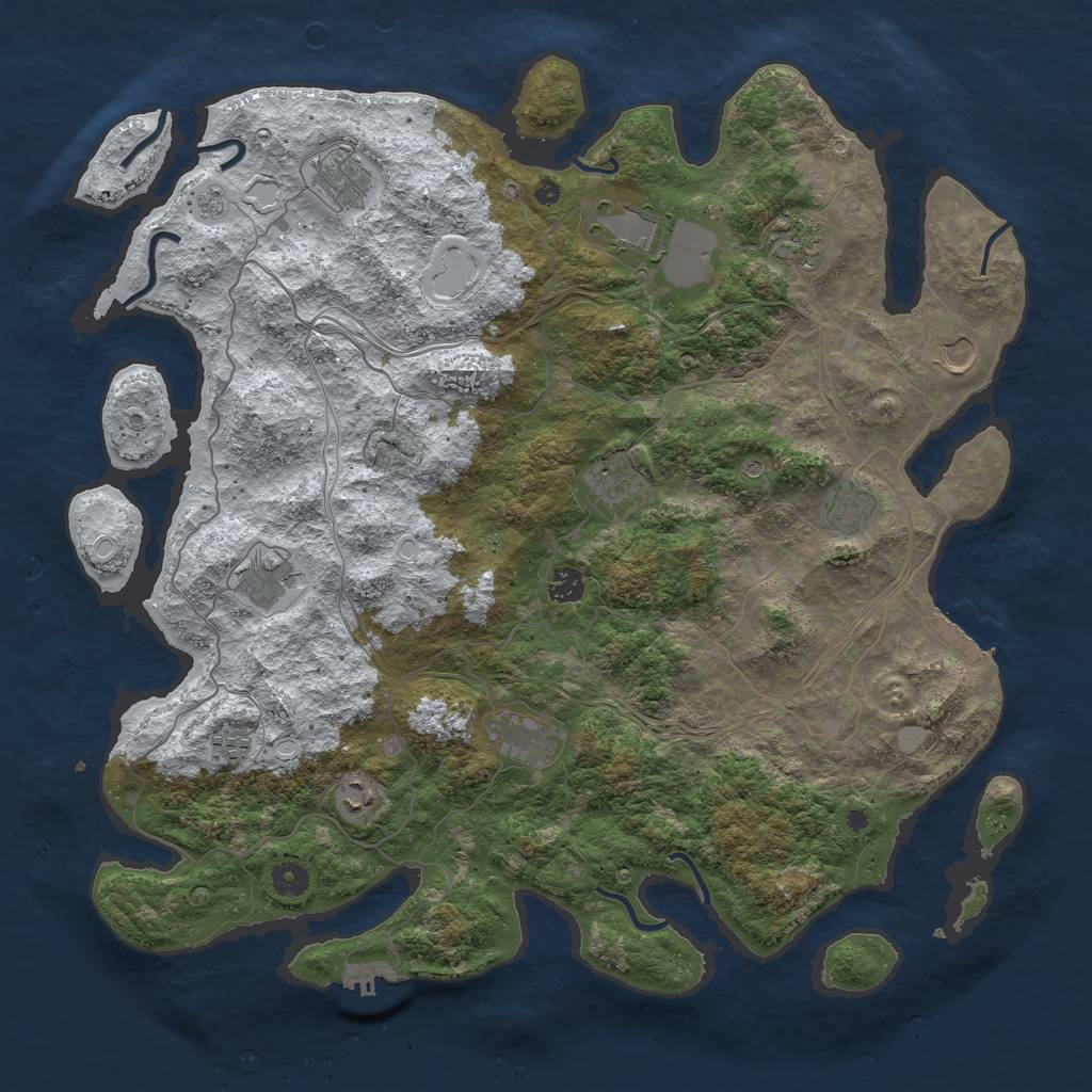 Rust Map: Procedural Map, Size: 4500, Seed: 1225172882, 20 Monuments