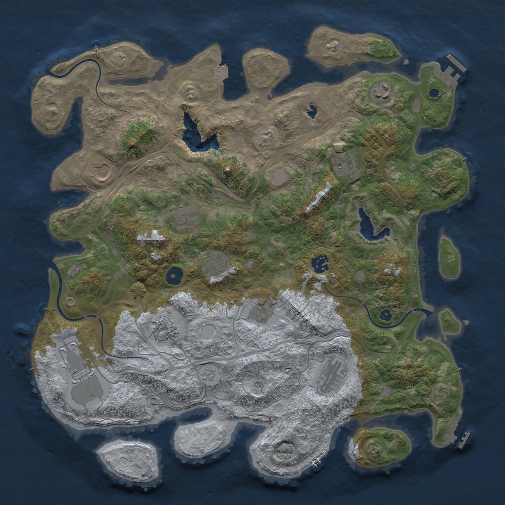 Rust Map: Procedural Map, Size: 4300, Seed: 4741865, 16 Monuments