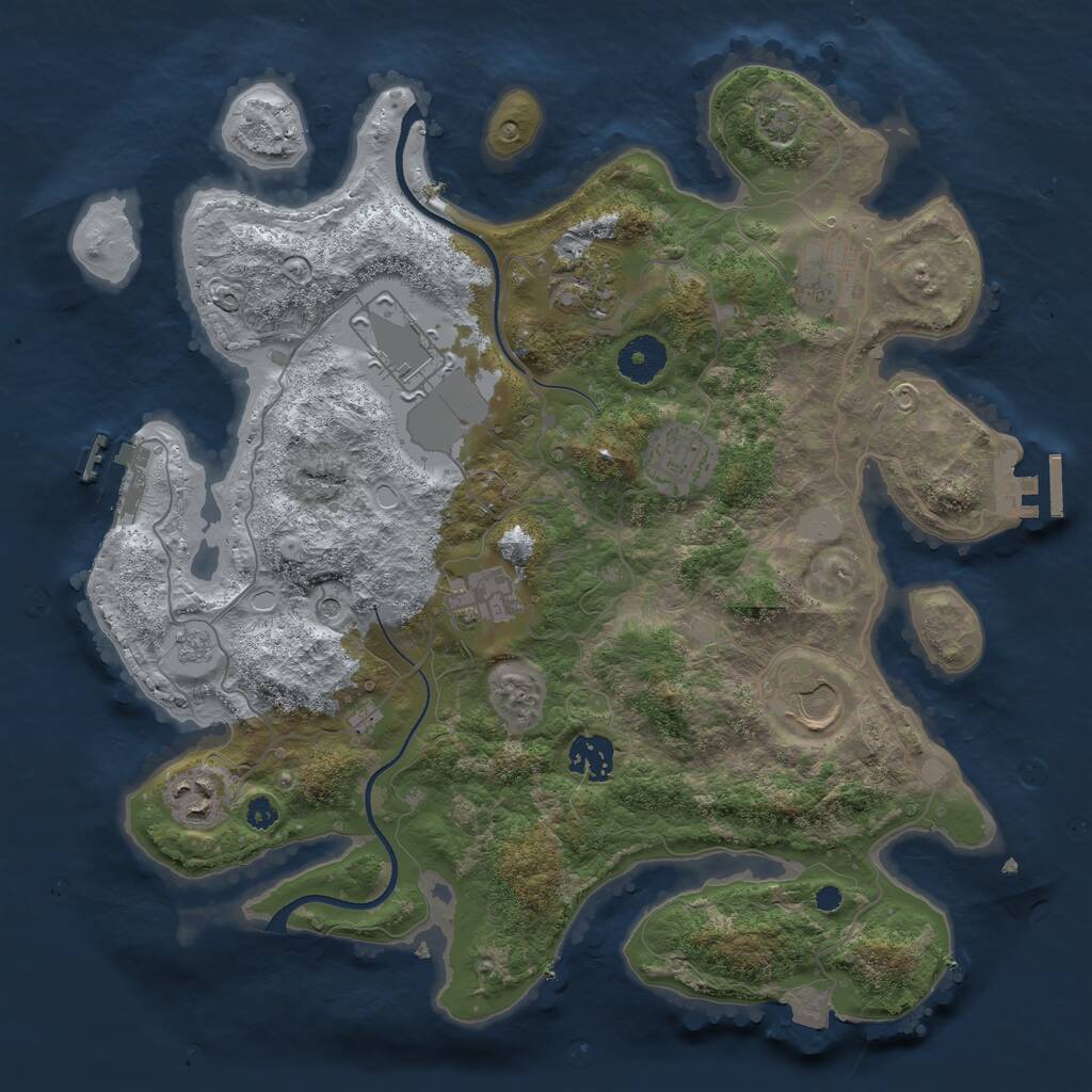 Rust Map: Procedural Map, Size: 3500, Seed: 474736374, 14 Monuments