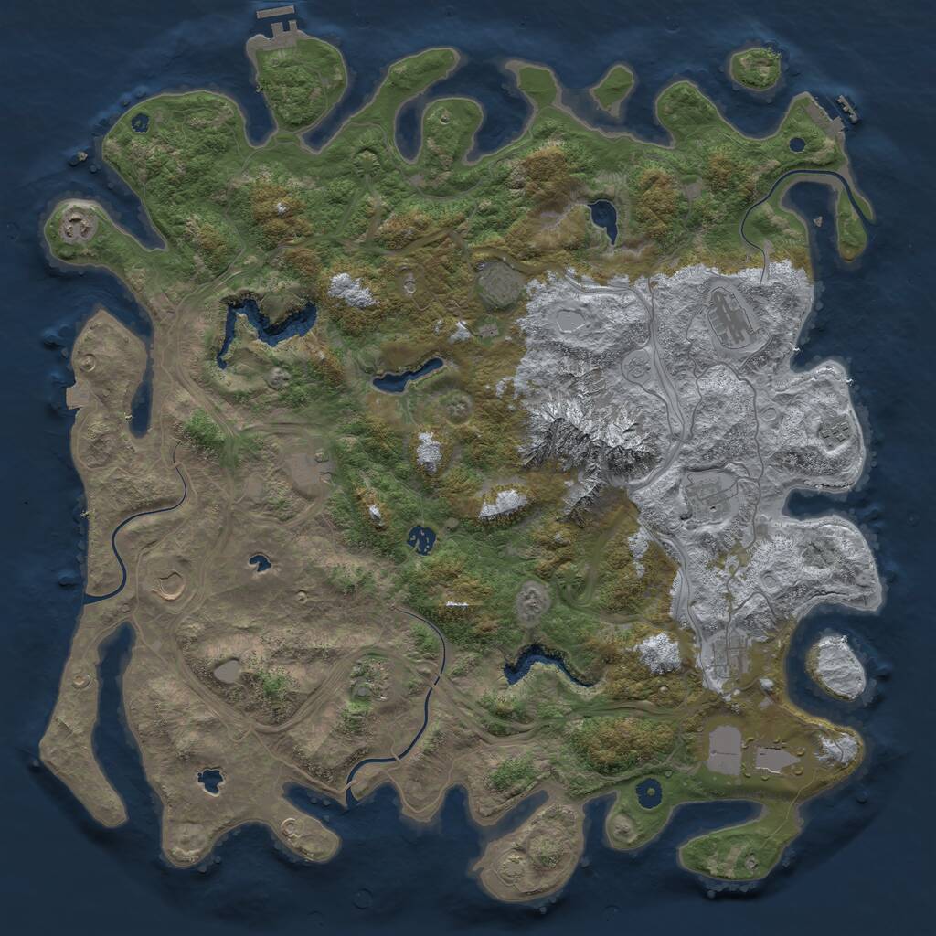 Rust Map: Procedural Map, Size: 5000, Seed: 1840797036, 17 Monuments