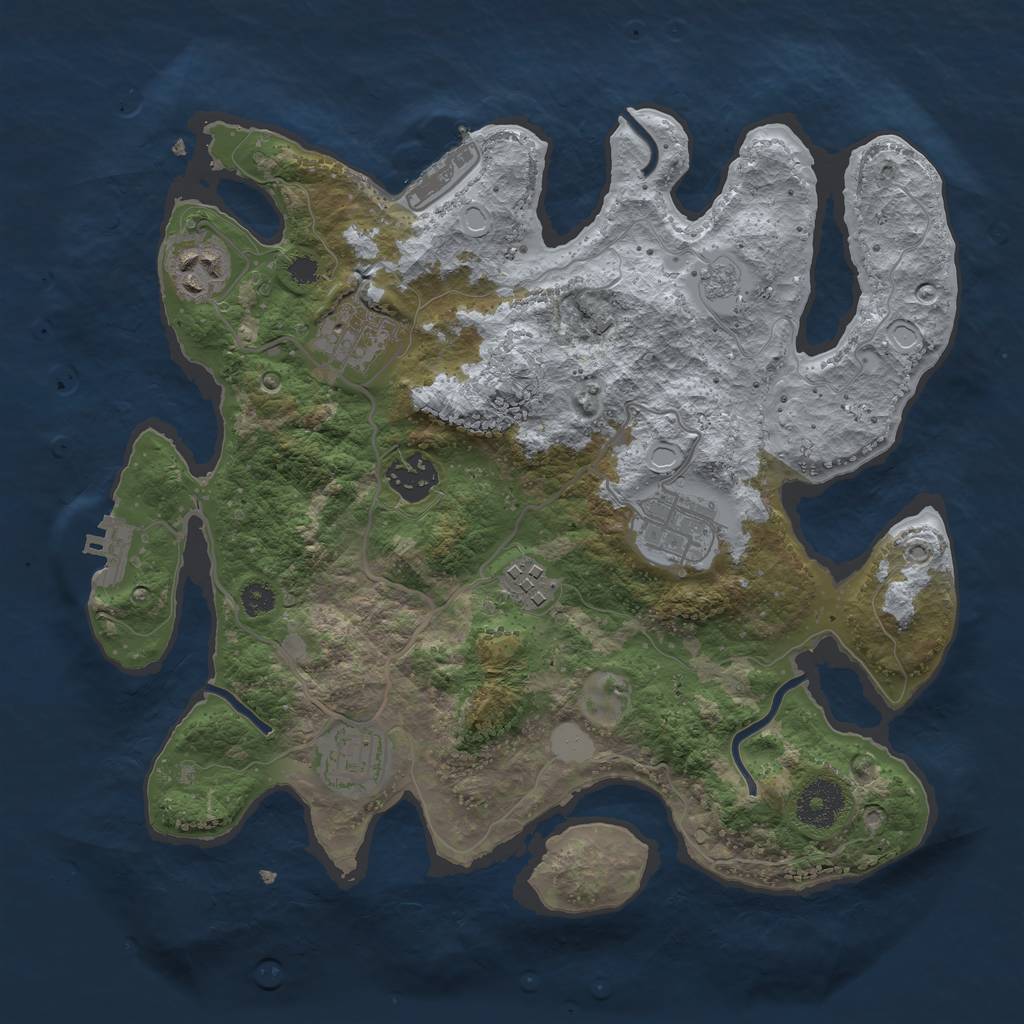 Rust Map: Procedural Map, Size: 3200, Seed: 6946969, 14 Monuments