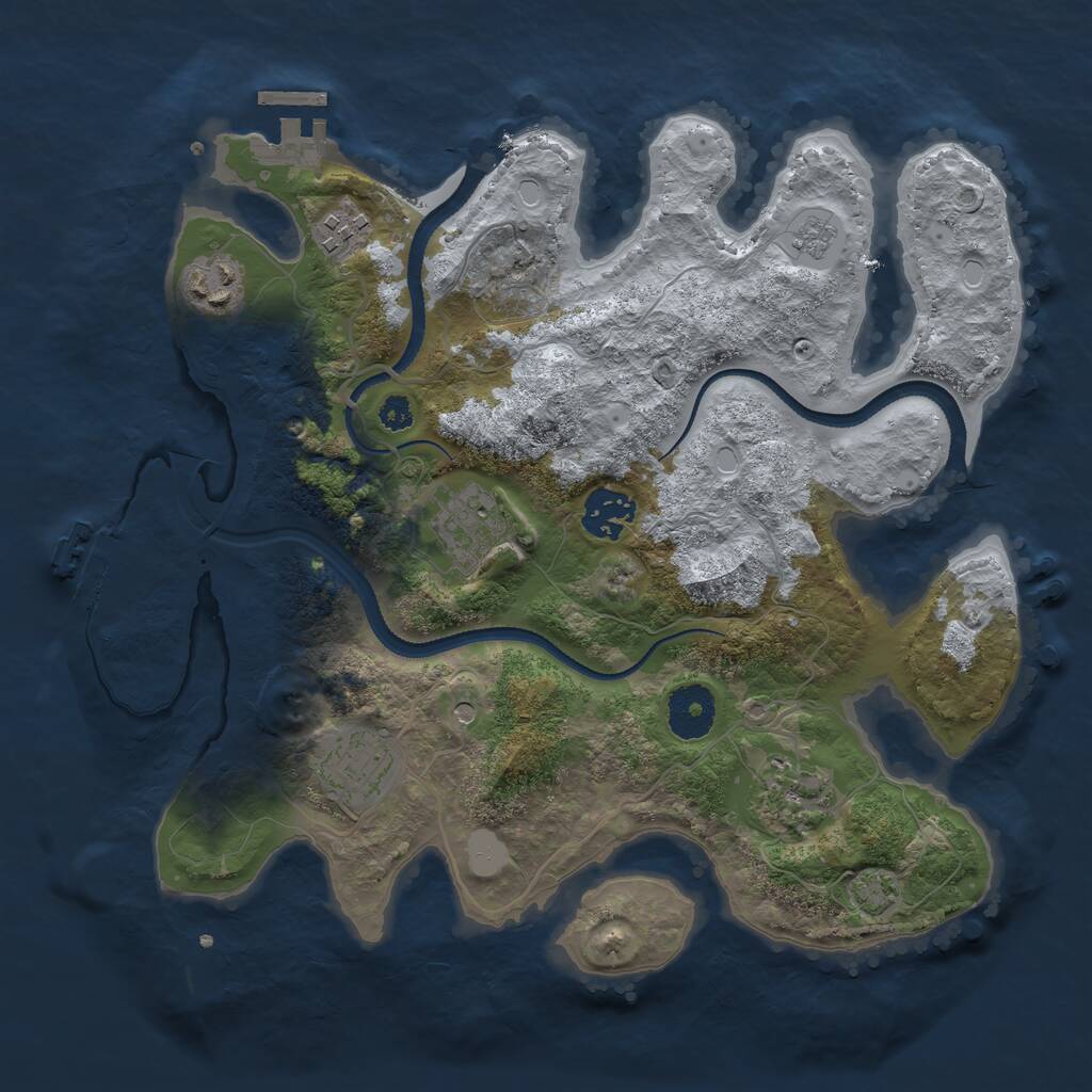 Rust Map: Procedural Map, Size: 3200, Seed: 6946969, 12 Monuments