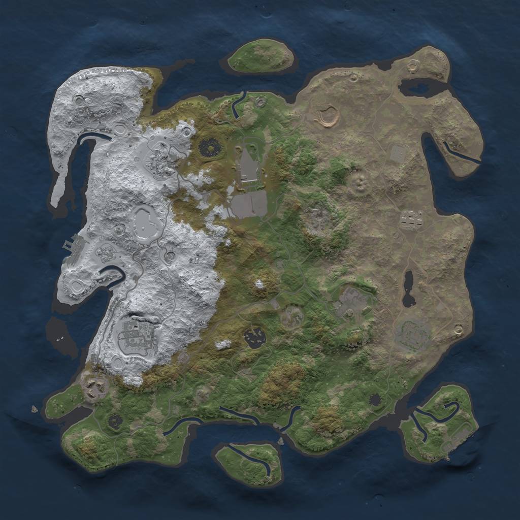 Rust Map: Procedural Map, Size: 3700, Seed: 499791388, 18 Monuments