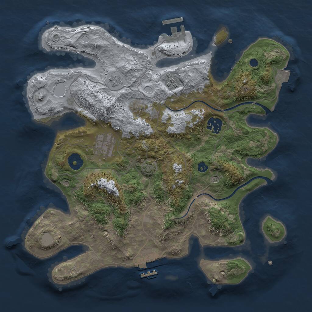 Rust Map: Procedural Map, Size: 3000, Seed: 2112245218, 9 Monuments