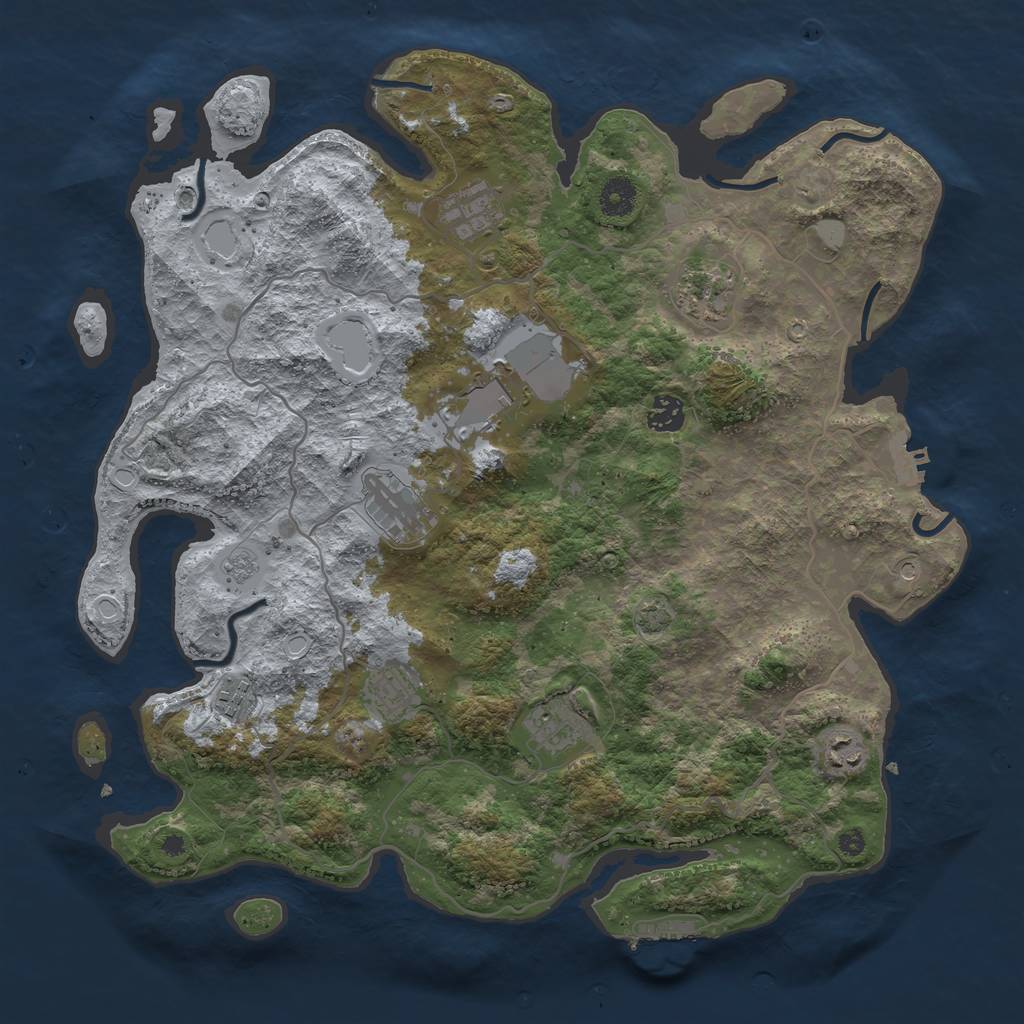 Rust Map: Procedural Map, Size: 4000, Seed: 997169332, 17 Monuments