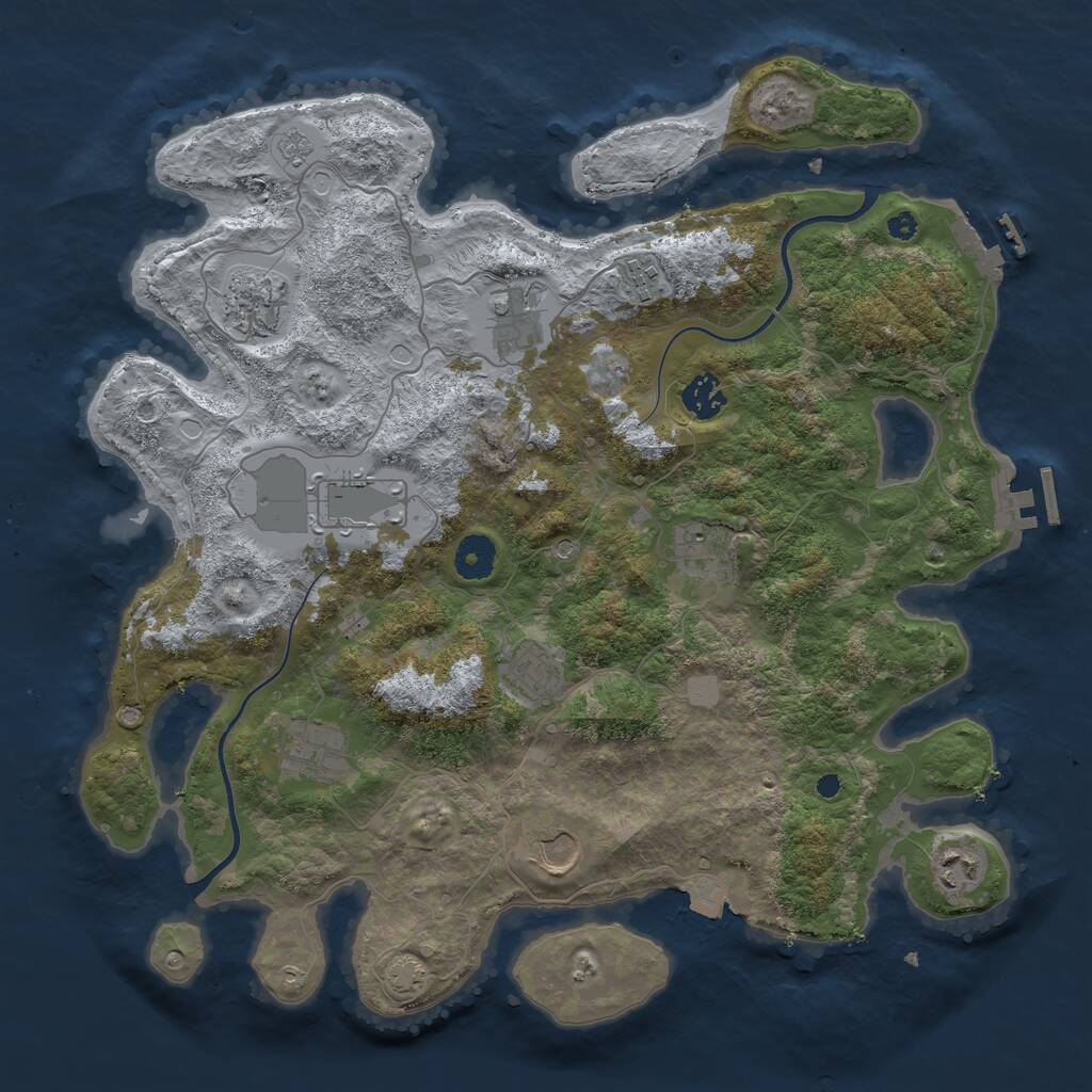 Rust Map: Procedural Map, Size: 3800, Seed: 91309, 16 Monuments