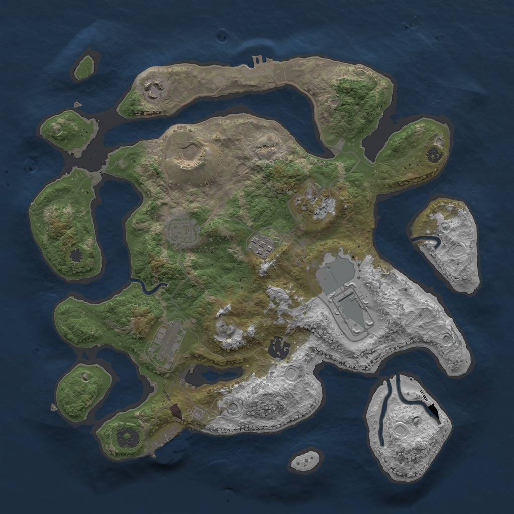 Rust Map: Procedural Map, Size: 3500, Seed: 2355528, 16 Monuments