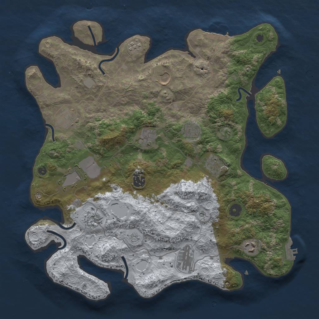 Rust Map: Procedural Map, Size: 3800, Seed: 18601, 20 Monuments