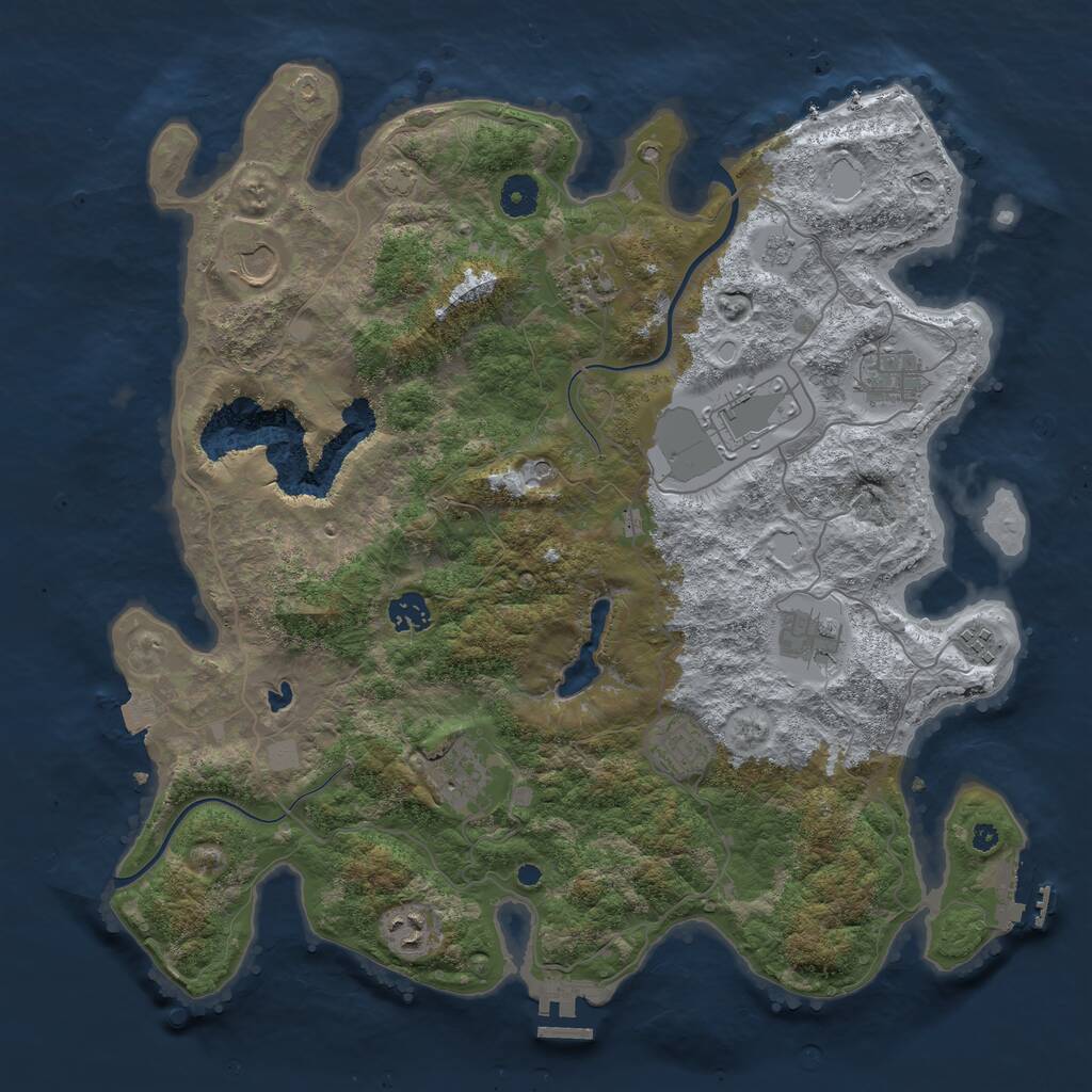 Rust Map: Procedural Map, Size: 4000, Seed: 127332773, 16 Monuments