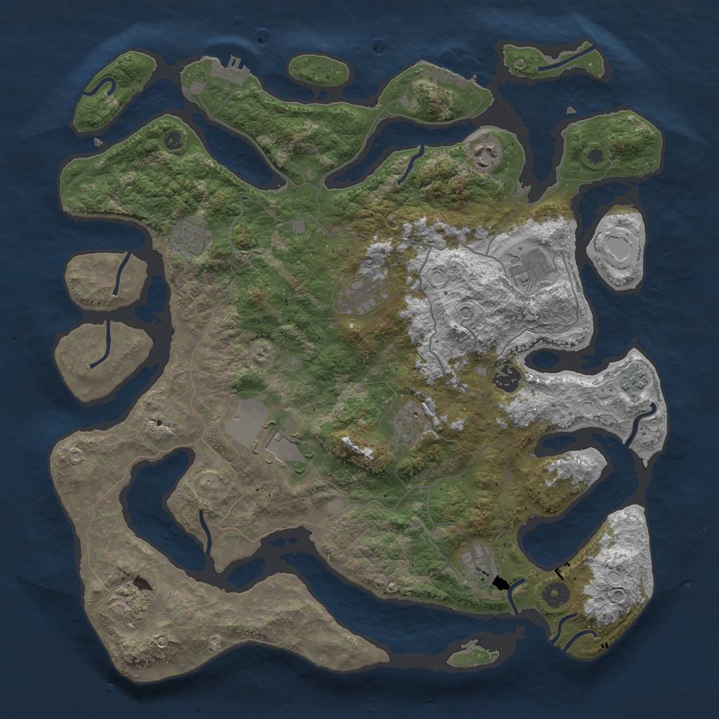 Rust Map: Procedural Map, Size: 4096, Seed: 101309, 18 Monuments