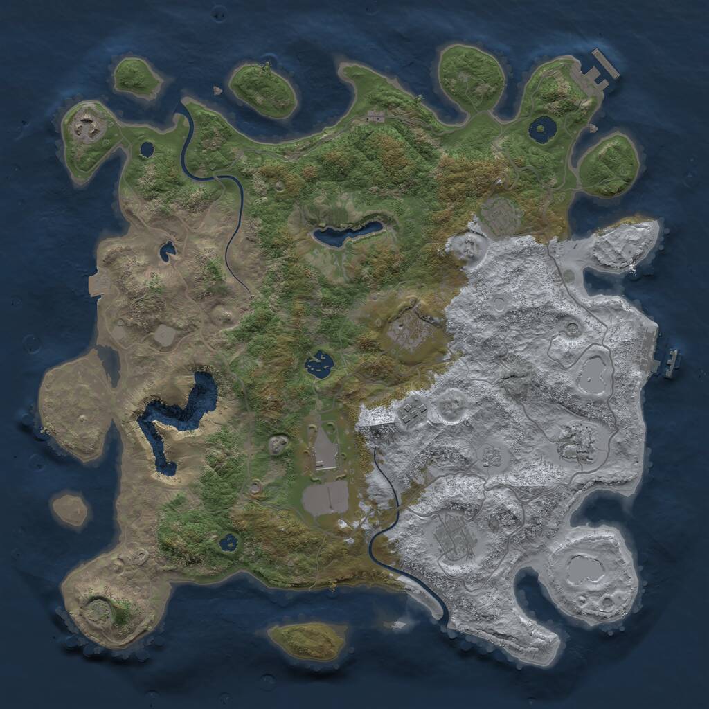 Rust Map: Procedural Map, Size: 4000, Seed: 1336966278, 14 Monuments
