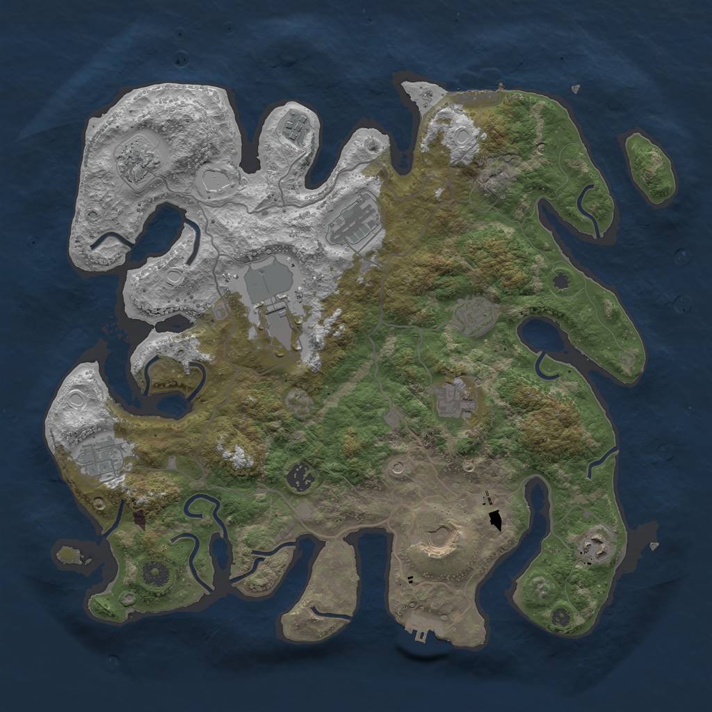 Rust Map: Procedural Map, Size: 4000, Seed: 332090, 18 Monuments