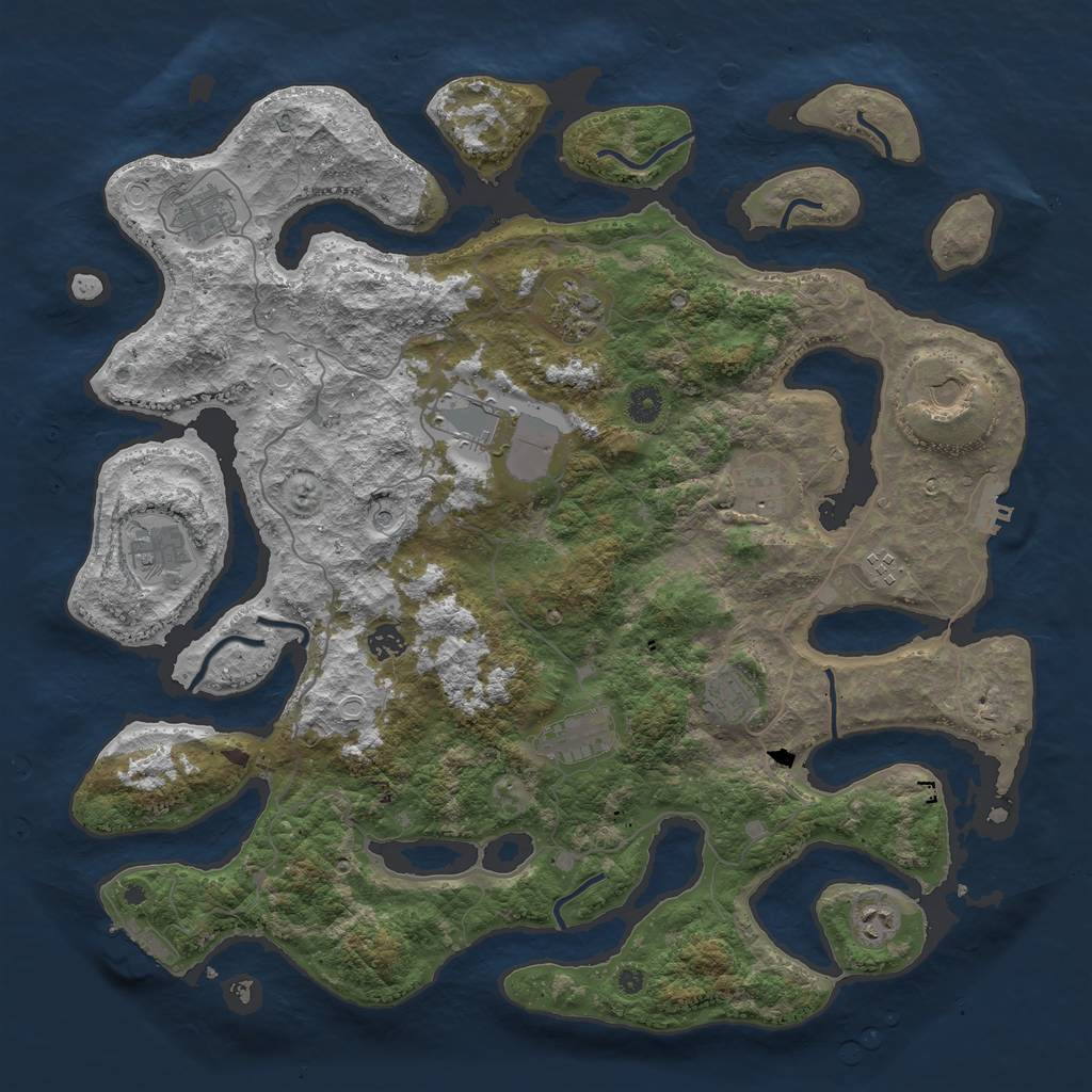 Rust Map: Procedural Map, Size: 4500, Seed: 876806601, 19 Monuments