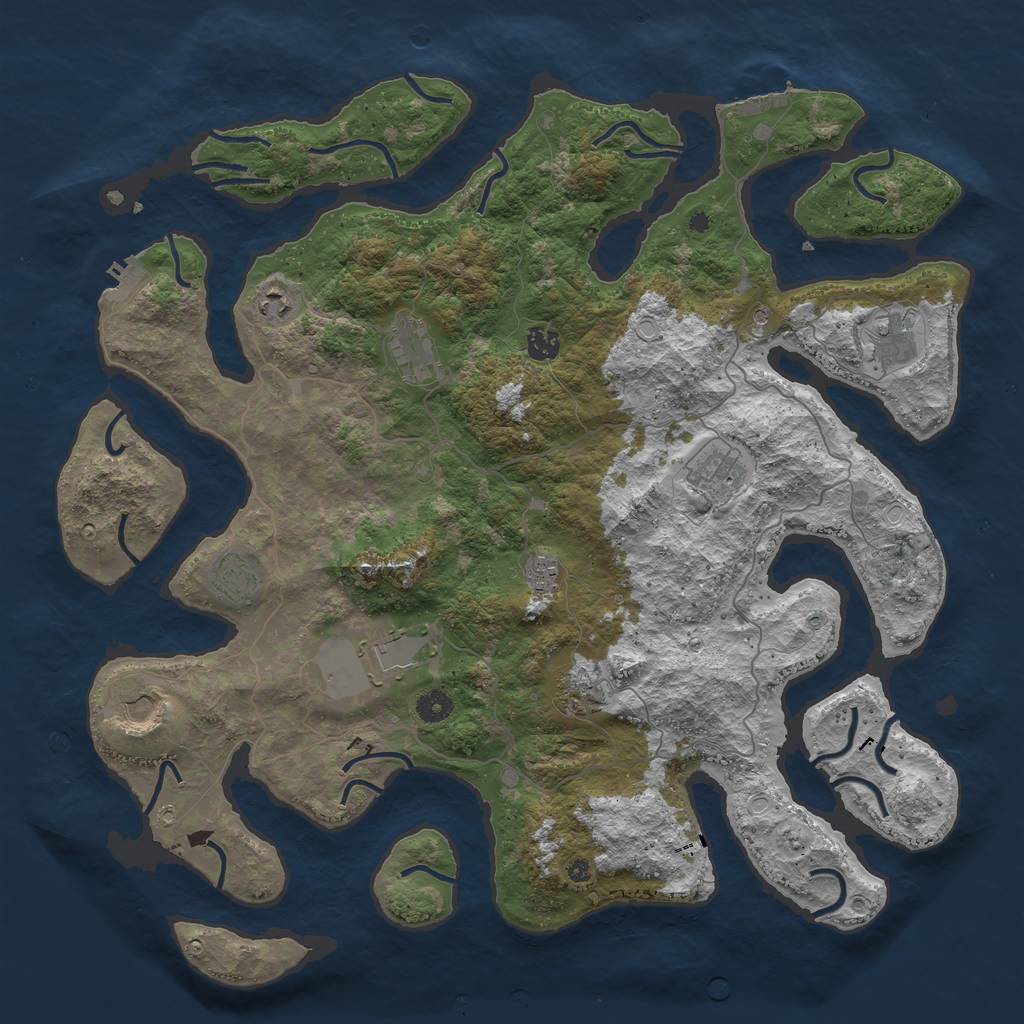 Rust Map: Procedural Map, Size: 4500, Seed: 21309, 18 Monuments