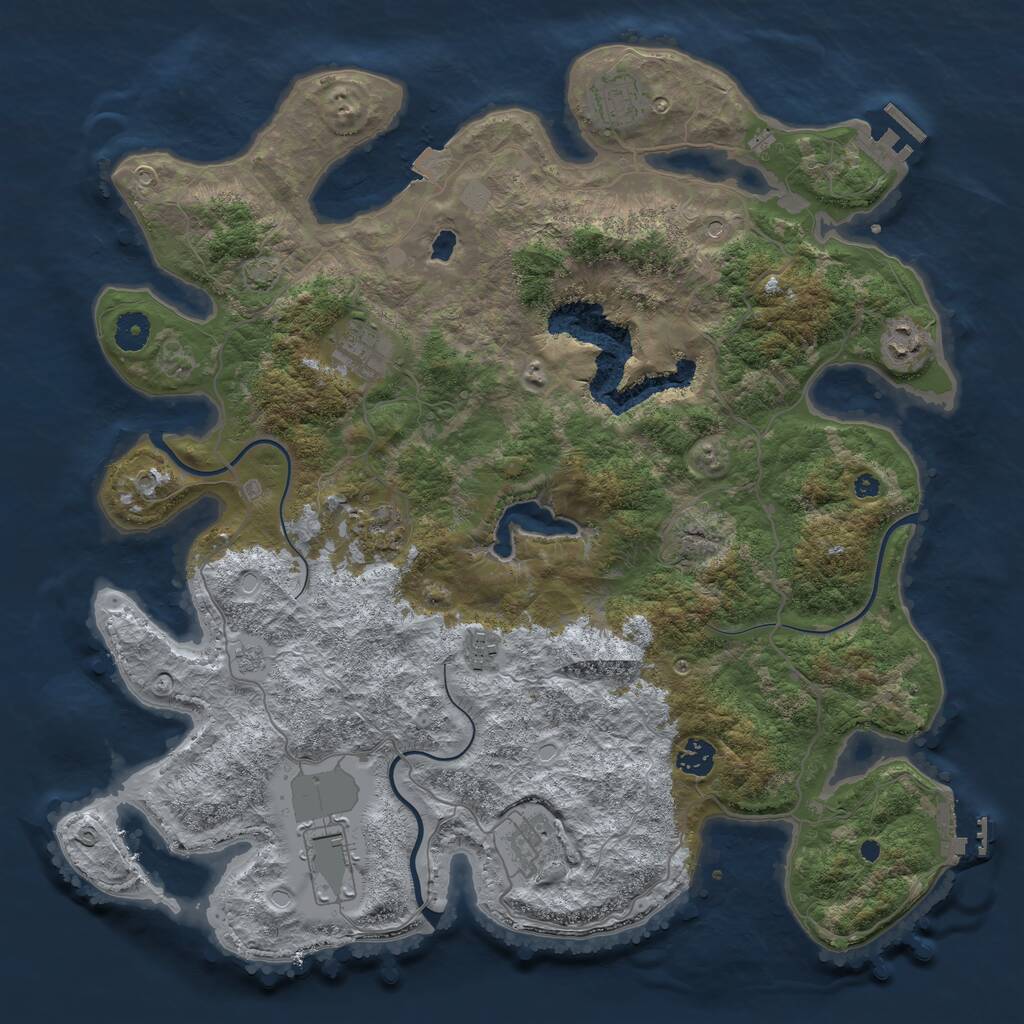 Rust Map: Procedural Map, Size: 4096, Seed: 42440217, 14 Monuments