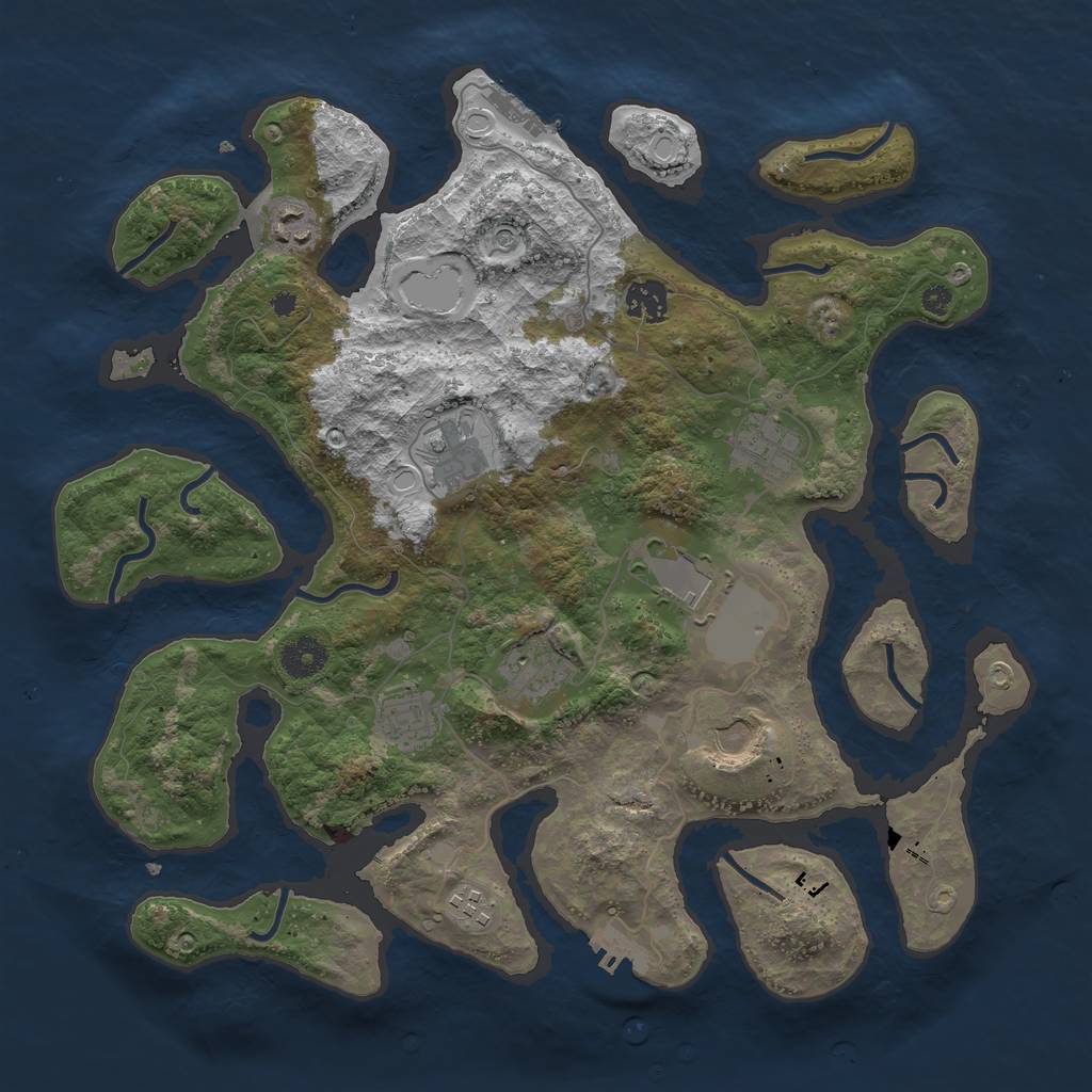Rust Map: Procedural Map, Size: 3750, Seed: 1227354097, 17 Monuments