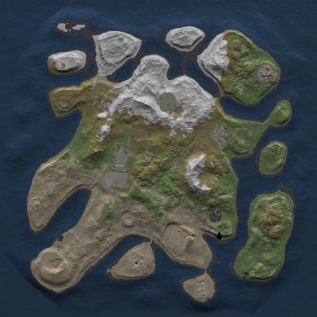 Rust Map: Barren, Size: 3750, Seed: 87875533, 12 Monuments