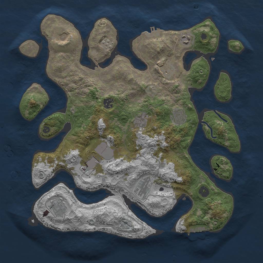 Rust Map: Procedural Map, Size: 3750, Seed: 77554222, 18 Monuments