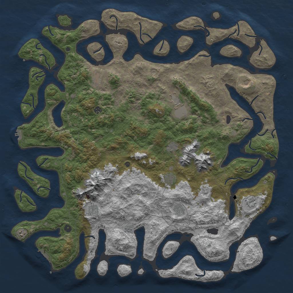 Rust Map: Procedural Map, Size: 6000, Seed: 86492, 19 Monuments