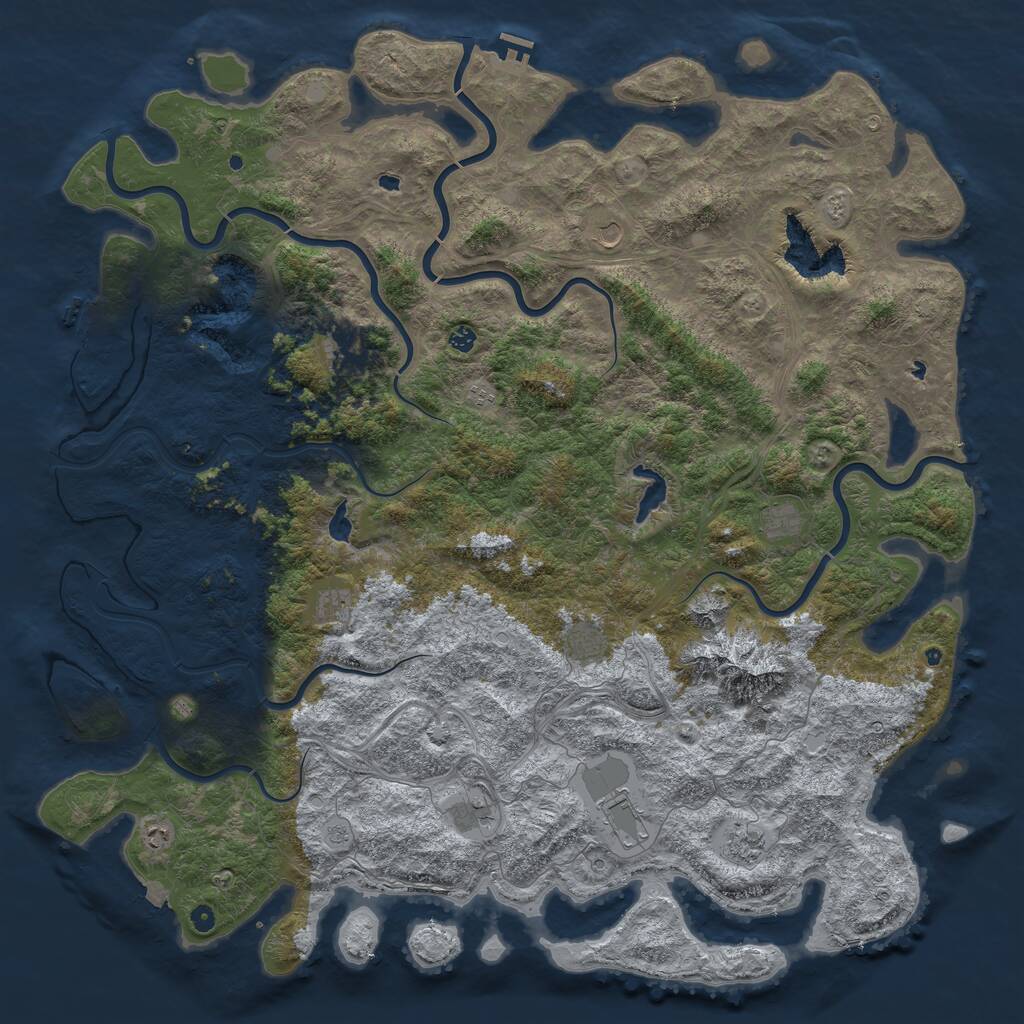 Rust Map: Procedural Map, Size: 6000, Seed: 86492, 17 Monuments
