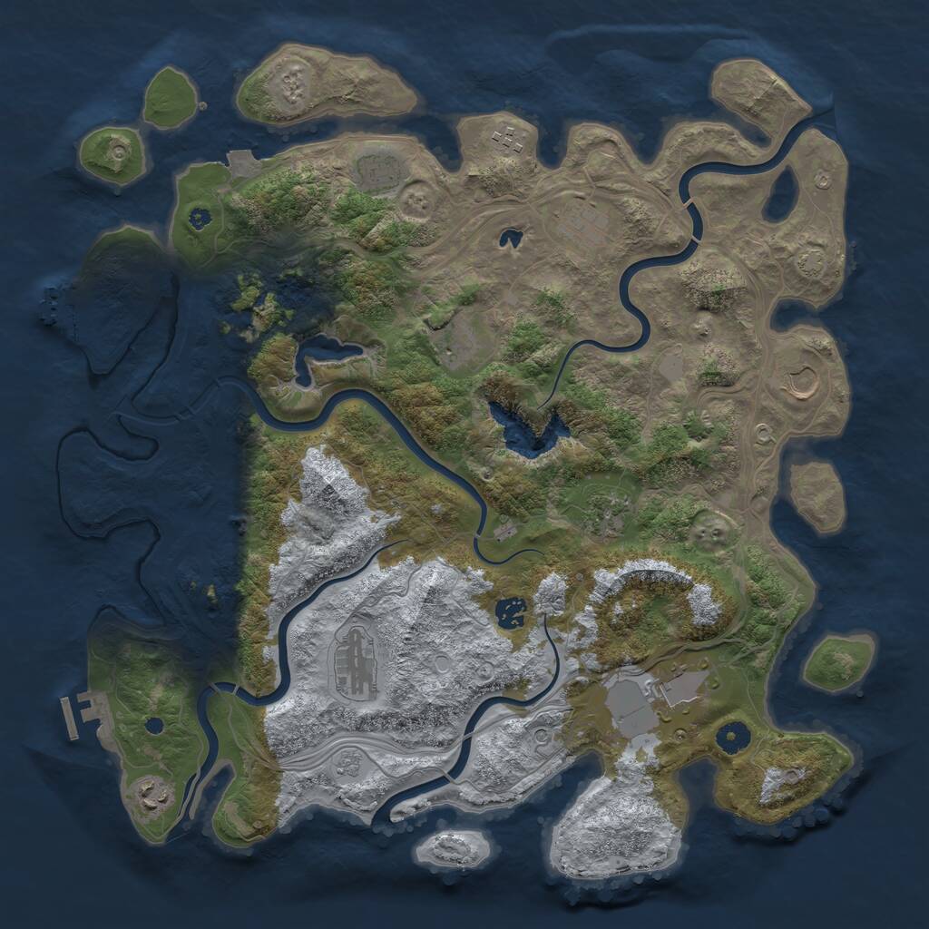 Rust Map: Procedural Map, Size: 4300, Seed: 1929387544, 16 Monuments