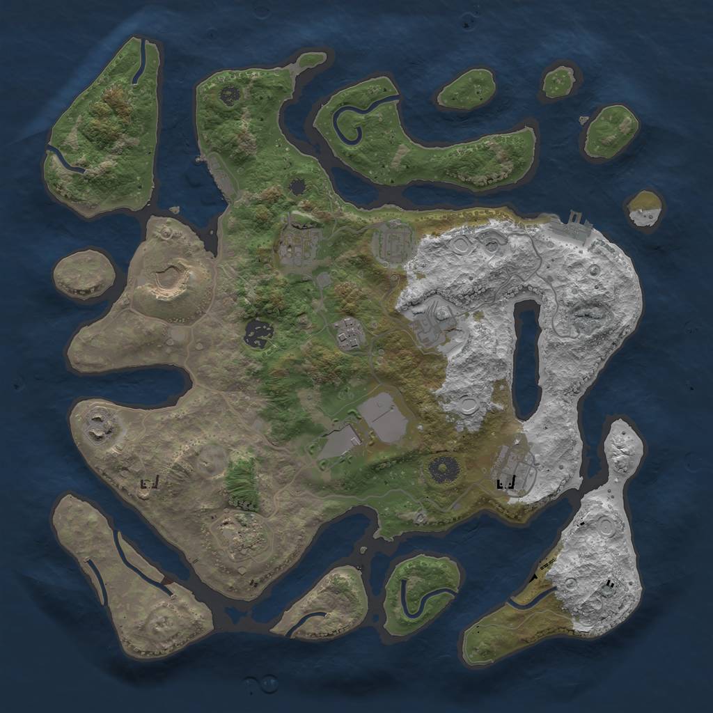 Rust Map: Procedural Map, Size: 3700, Seed: 8237226, 18 Monuments