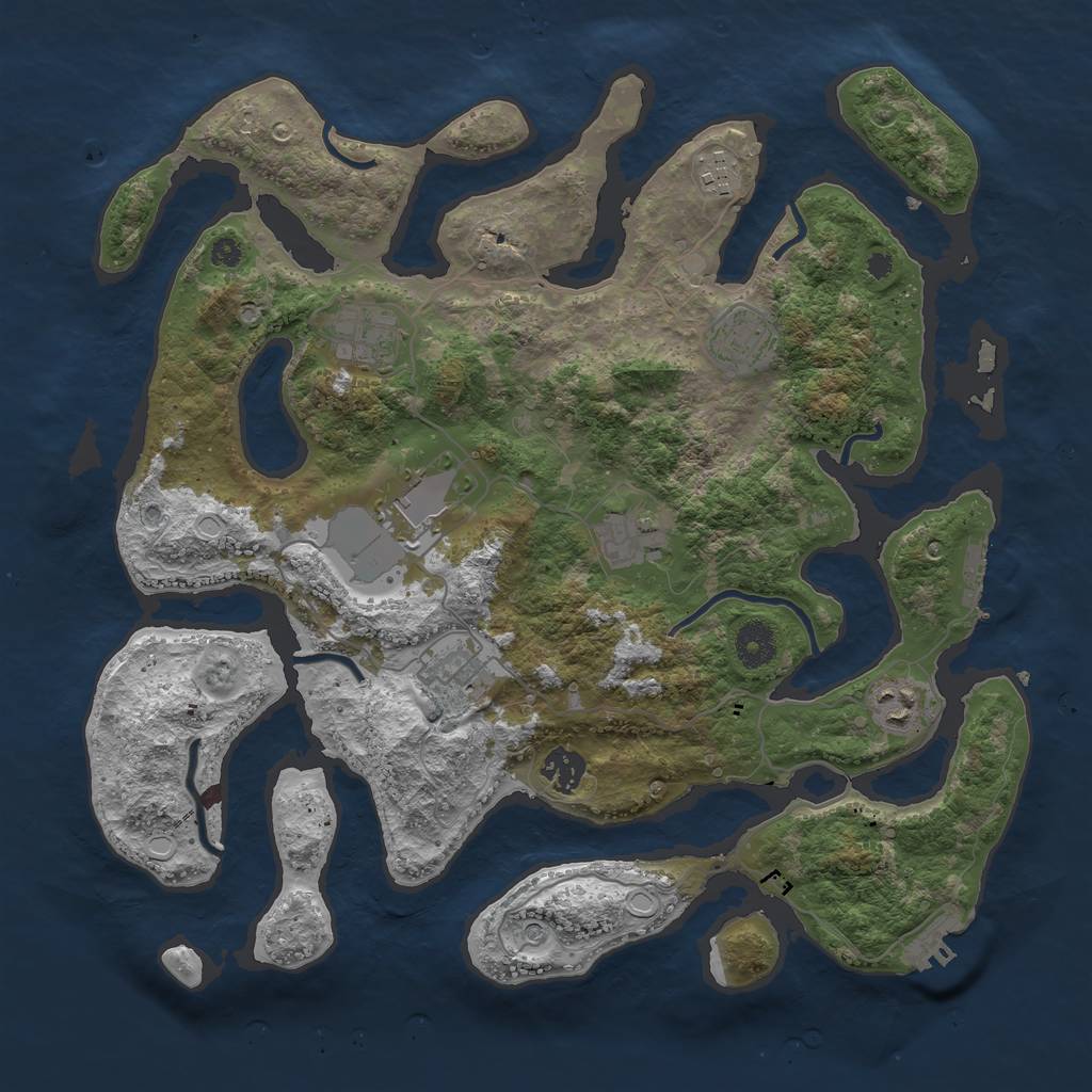 Rust Map: Procedural Map, Size: 3750, Seed: 352673270, 16 Monuments