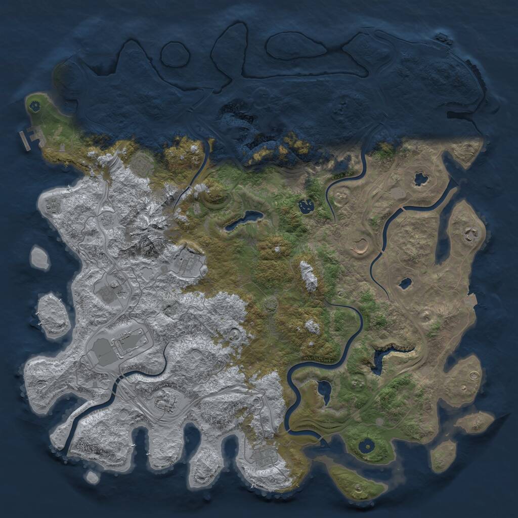 Rust Map: Procedural Map, Size: 5058, Seed: 843339690, 16 Monuments