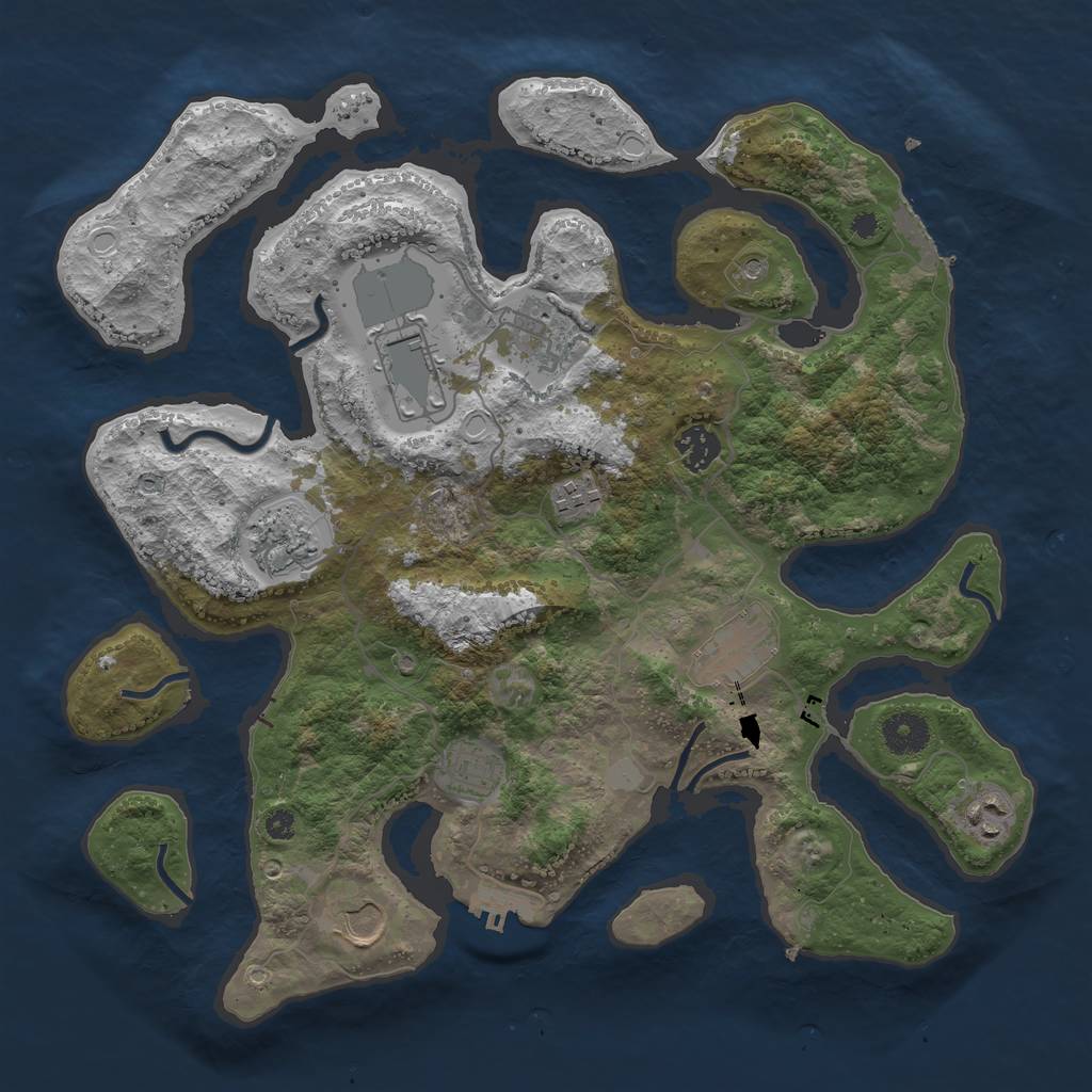 Rust Map: Procedural Map, Size: 3700, Seed: 677987719, 17 Monuments